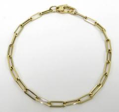 14k yellow gold hollow paper clip bracelet 7.50 inch 3mm