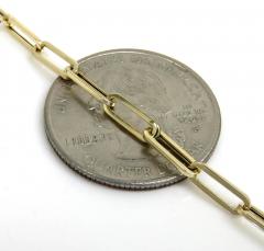 14k yellow gold hollow paper clip bracelet 7.50 inch 3mm
