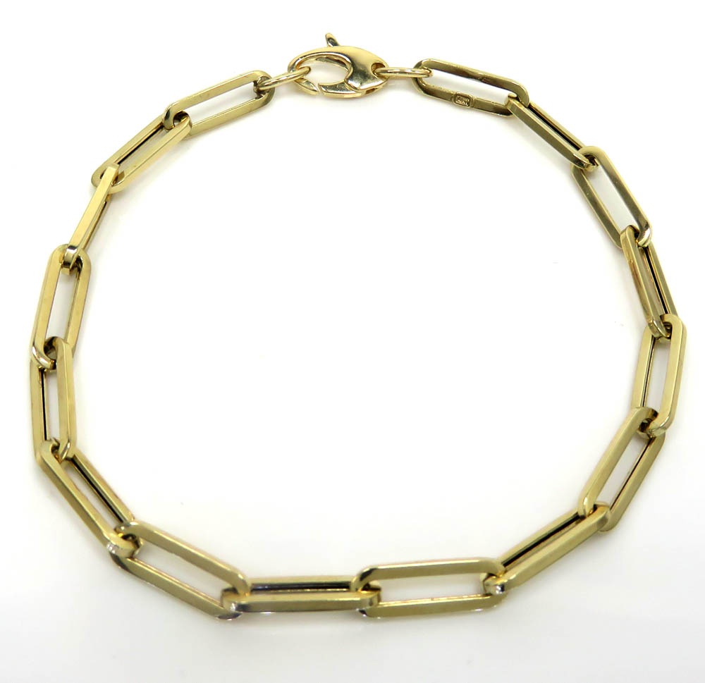 14k yellow gold hollow paper clip bracelet 7.75 inch 4.50mm - Image 2