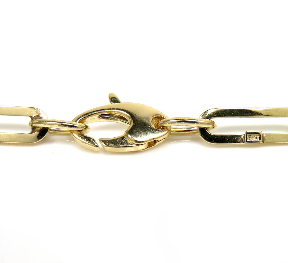 14k yellow gold hollow paper clip bracelet 7.75 inch 4.50mm