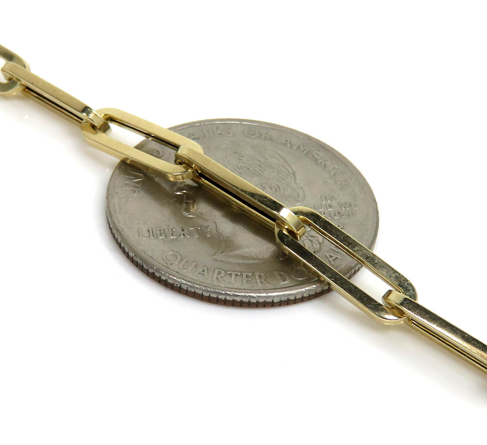 14k yellow gold hollow paper clip bracelet 7.75 inch 4.50mm - Image 4