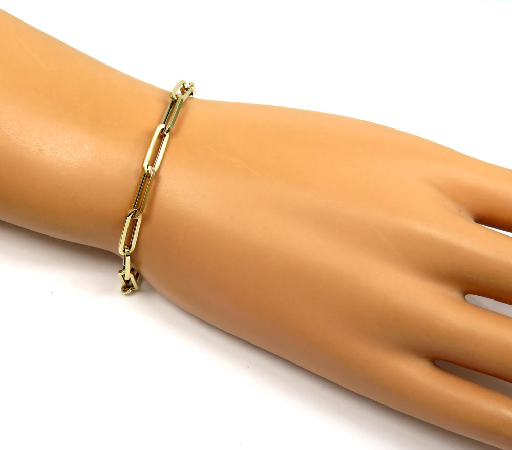 14k yellow gold hollow paper clip bracelet 7.75 inch 4.50mm