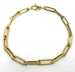 14k yellow gold hollow paper clip bracelet 7.75 inch 4.50mm