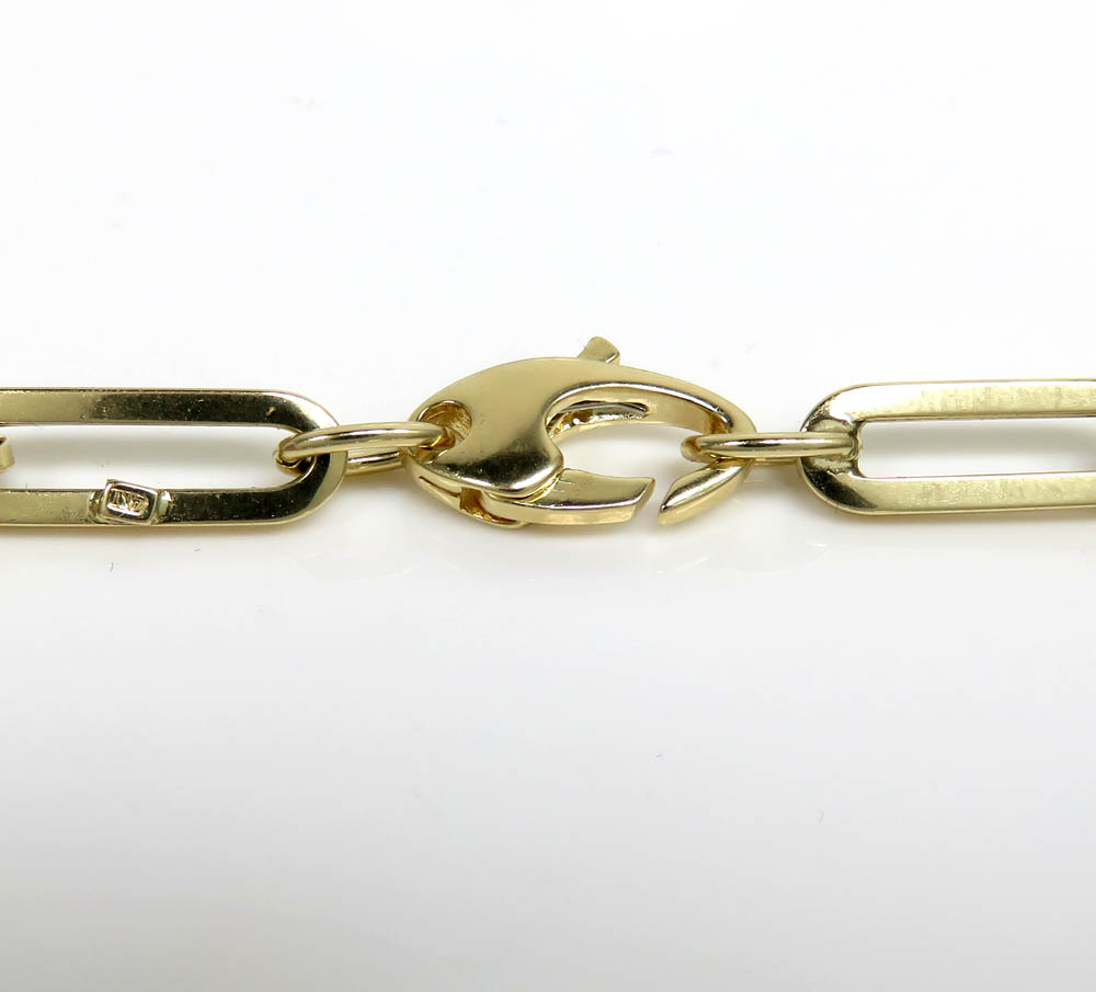 14k yellow gold hollow paper clip bracelet 7.50 inch 5mm - Image 3