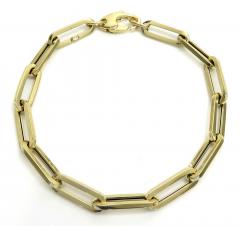 14k yellow gold hollow paper clip bracelet 7.50 inch 5mm