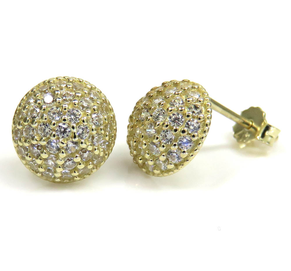 10k yellow gold 9mm cz sphere earrings 1.00ct - Image 2