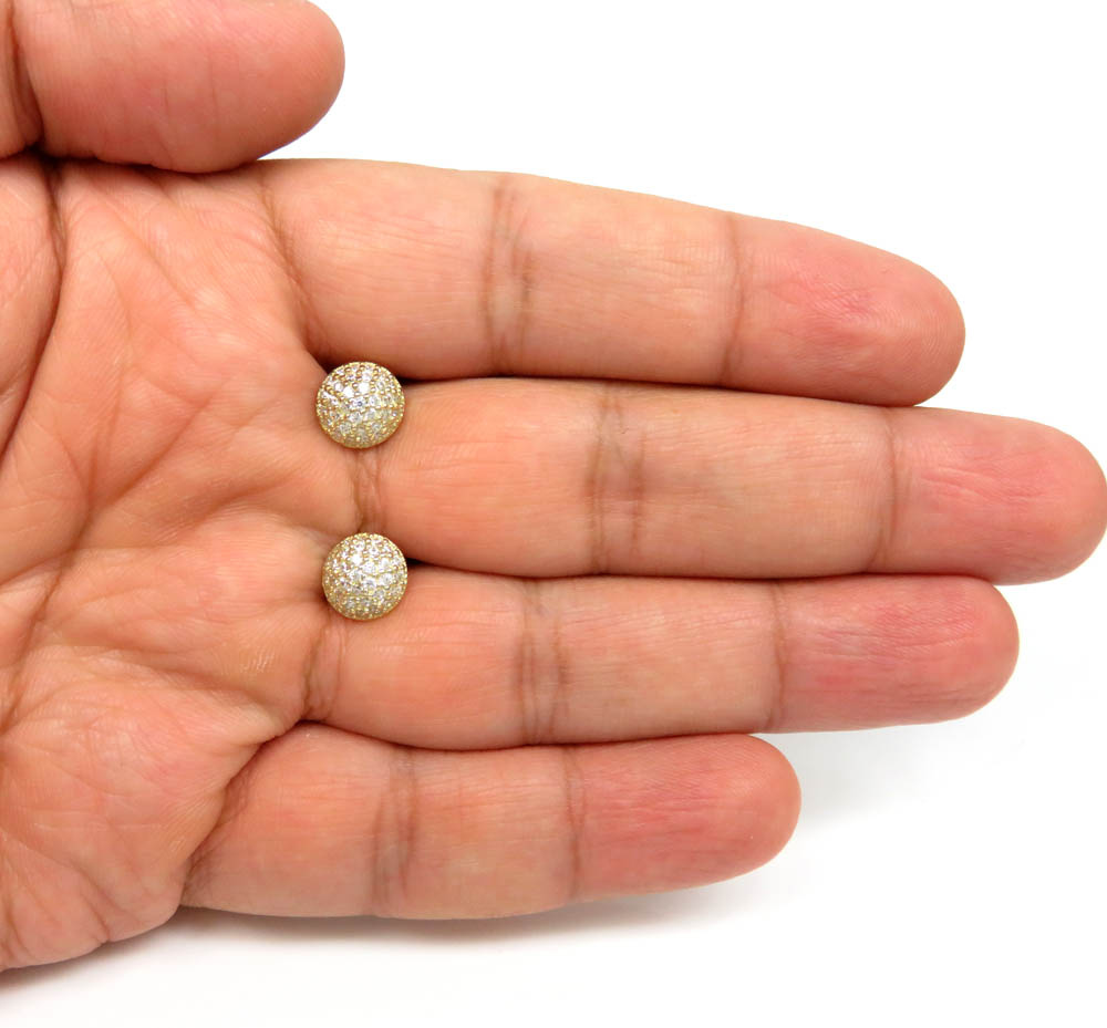10k yellow gold 9mm cz sphere earrings 1.00ct