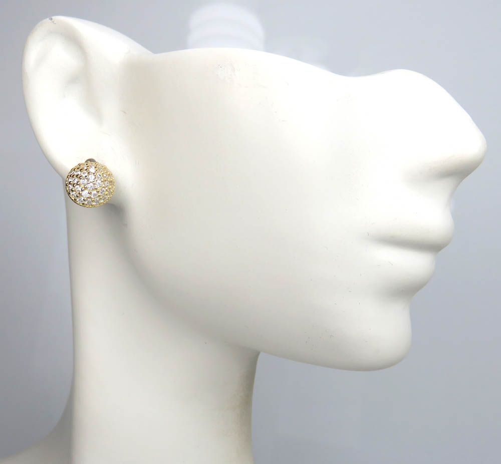 10k yellow gold 9mm cz sphere earrings 1.00ct