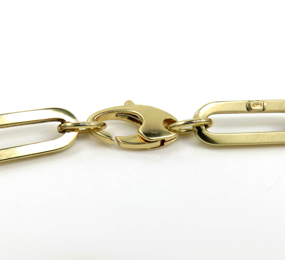 14k yellow gold hollow paper clip bracelet 7.75 inch 6.5mm