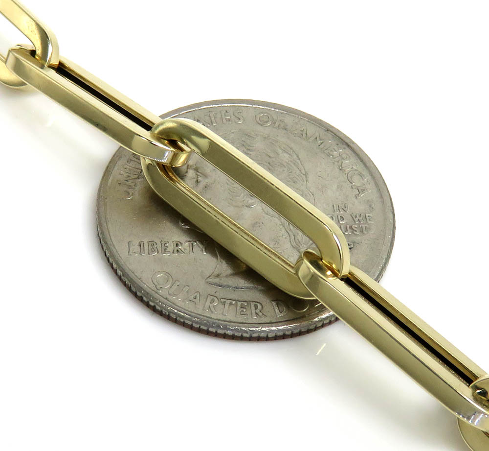 14k yellow gold hollow paper clip bracelet 7.75 inch 6.5mm - Image 4