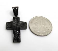 Black sterling silver black diamond short cross 2.49ct