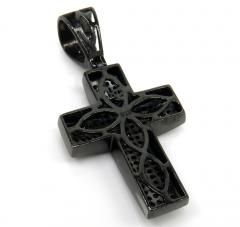 Black sterling silver black diamond short cross 2.49ct