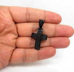 Black sterling silver black diamond short cross 2.49ct