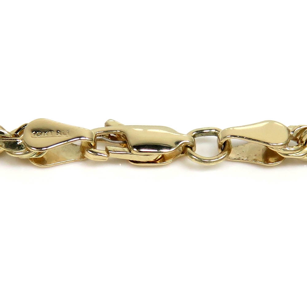 10k yellow gold solid diamond cut rope bracelet 8 inch 4.00mm - Image 3