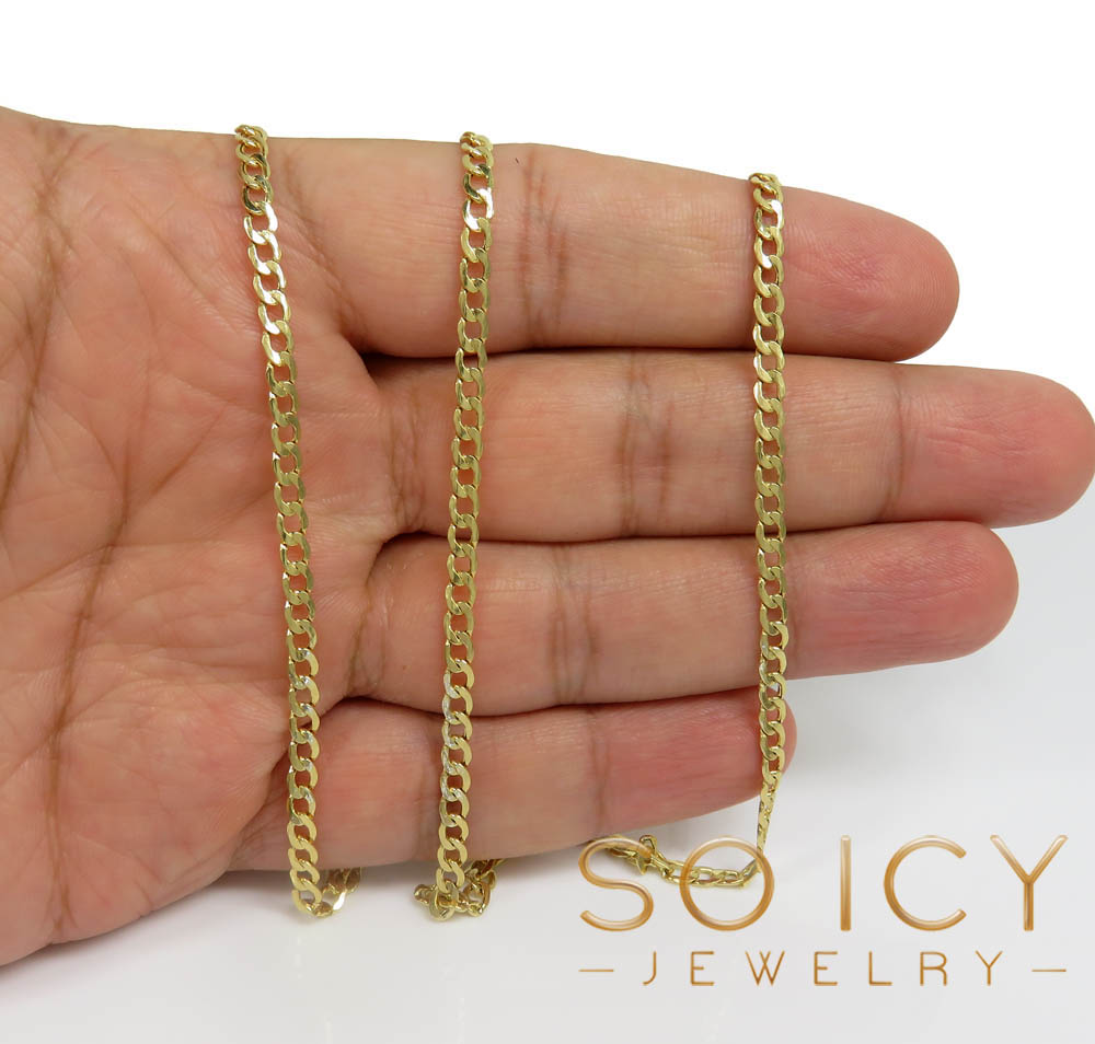 14k yellow gold hollow cuban chain 18-24 inch 3.60mm