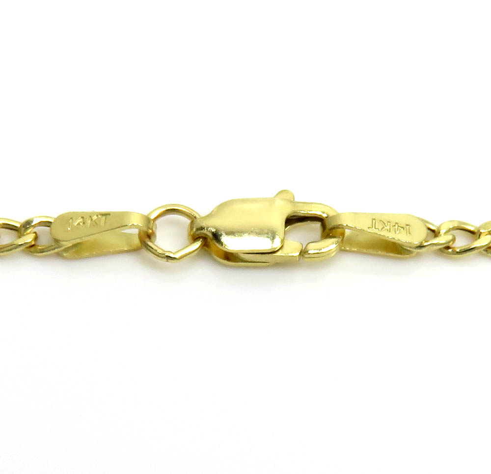 14k yellow gold skinny hollow miami cuban chain 16-24 inch 2.20mm