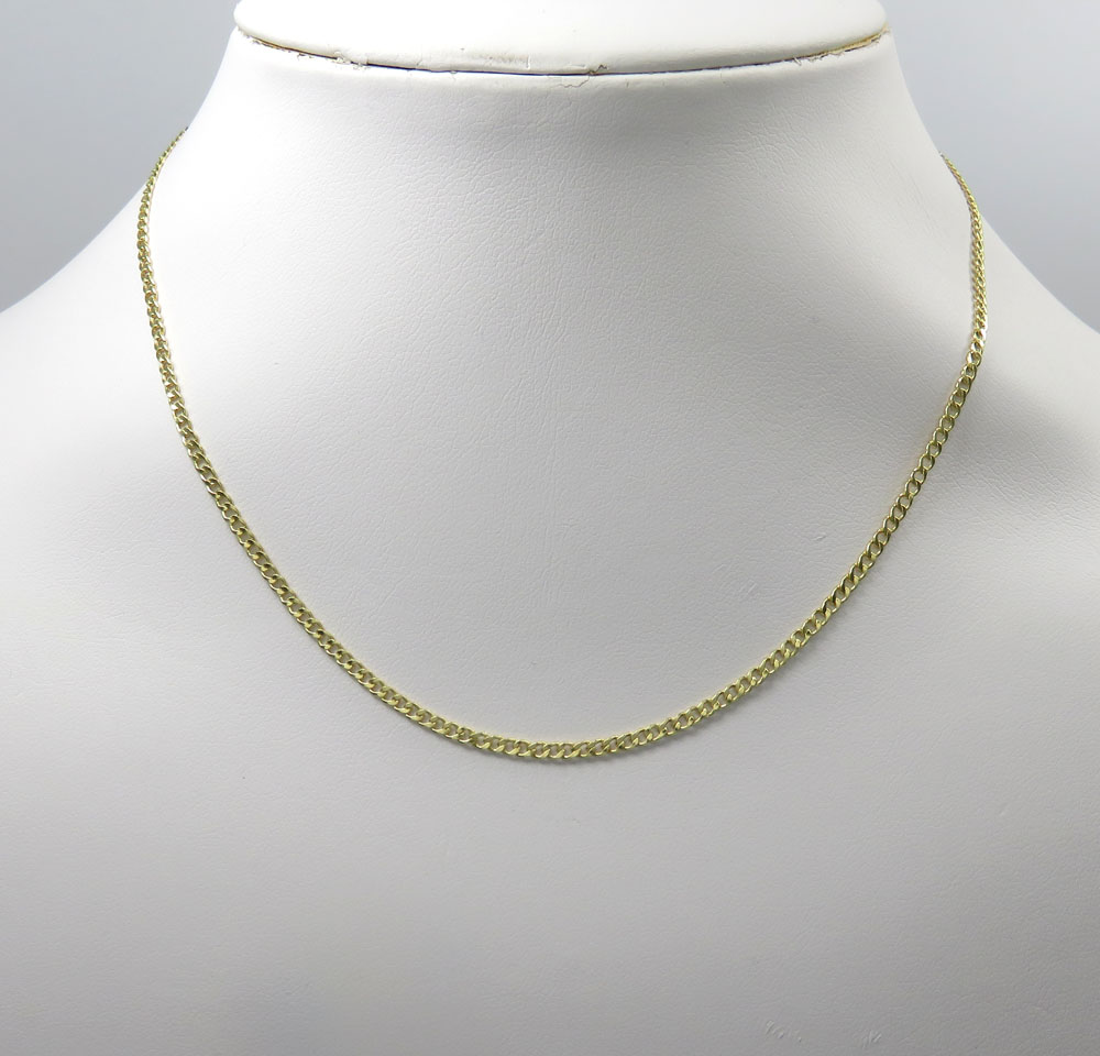 14k yellow gold skinny hollow miami cuban chain 16-24 inch 2.20mm - Image 5