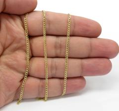 14k yellow gold skinny hollow miami cuban chain 16-24 inch 2.20mm