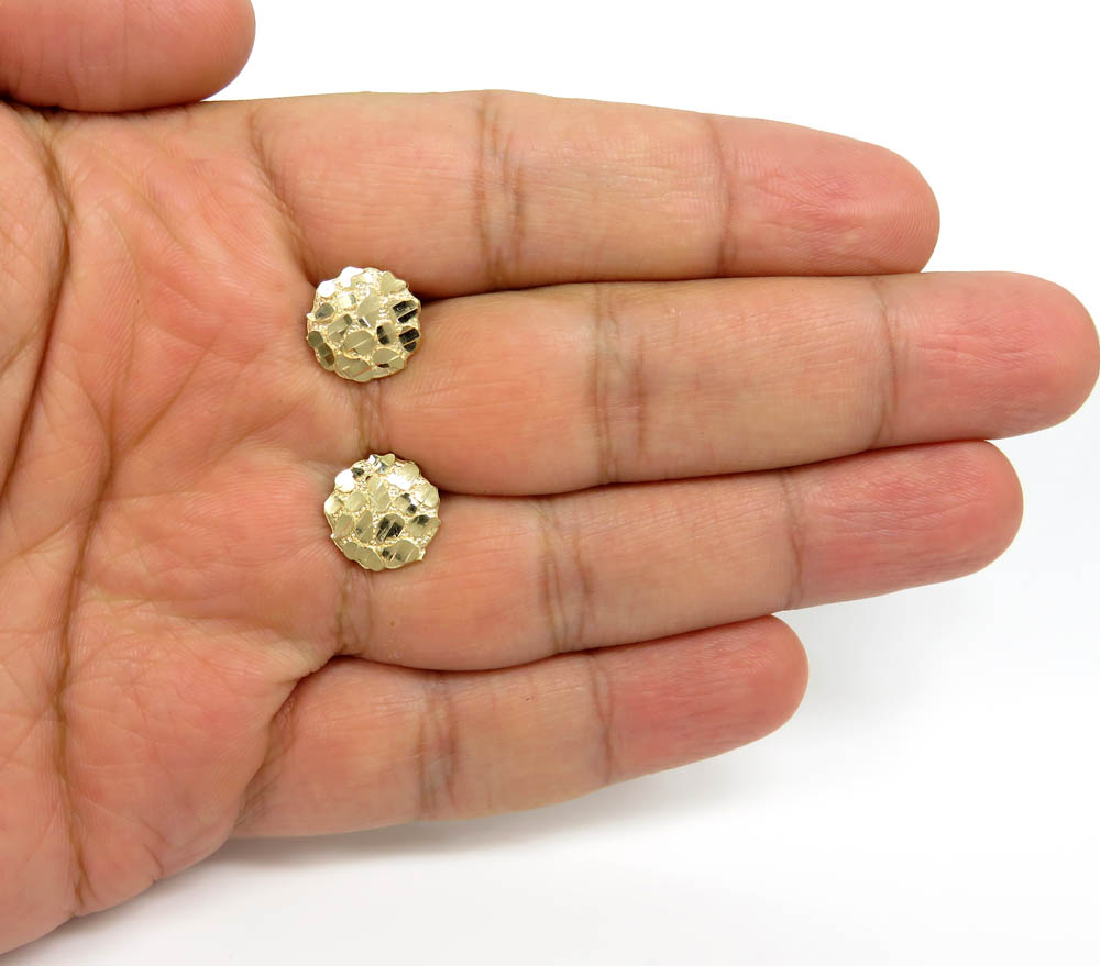 10k yellow gold medium round nugget earrings  - Image 4