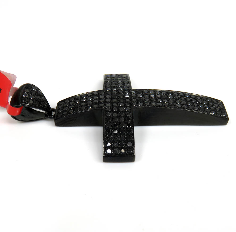 Black sterling silver black diamond large cross 4.17ct - Image 3