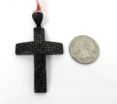 Black sterling silver black diamond large cross 4.17ct