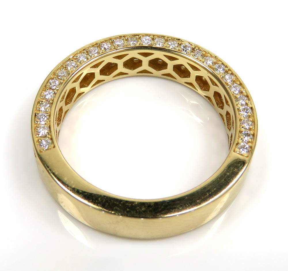 14k gold half diamond iced out wedding band 1.50ct