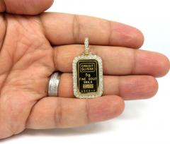 14k yellow gold large diamond credit suisse bar pendant 1.35ct