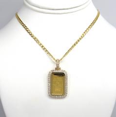 14k yellow gold large diamond credit suisse bar pendant 1.35ct