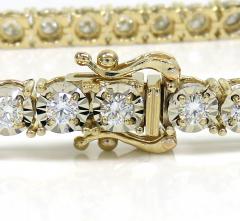 14k yellow gold round 5 pointer diamond illusion tennis bracelet 3.70mm 2.25ct