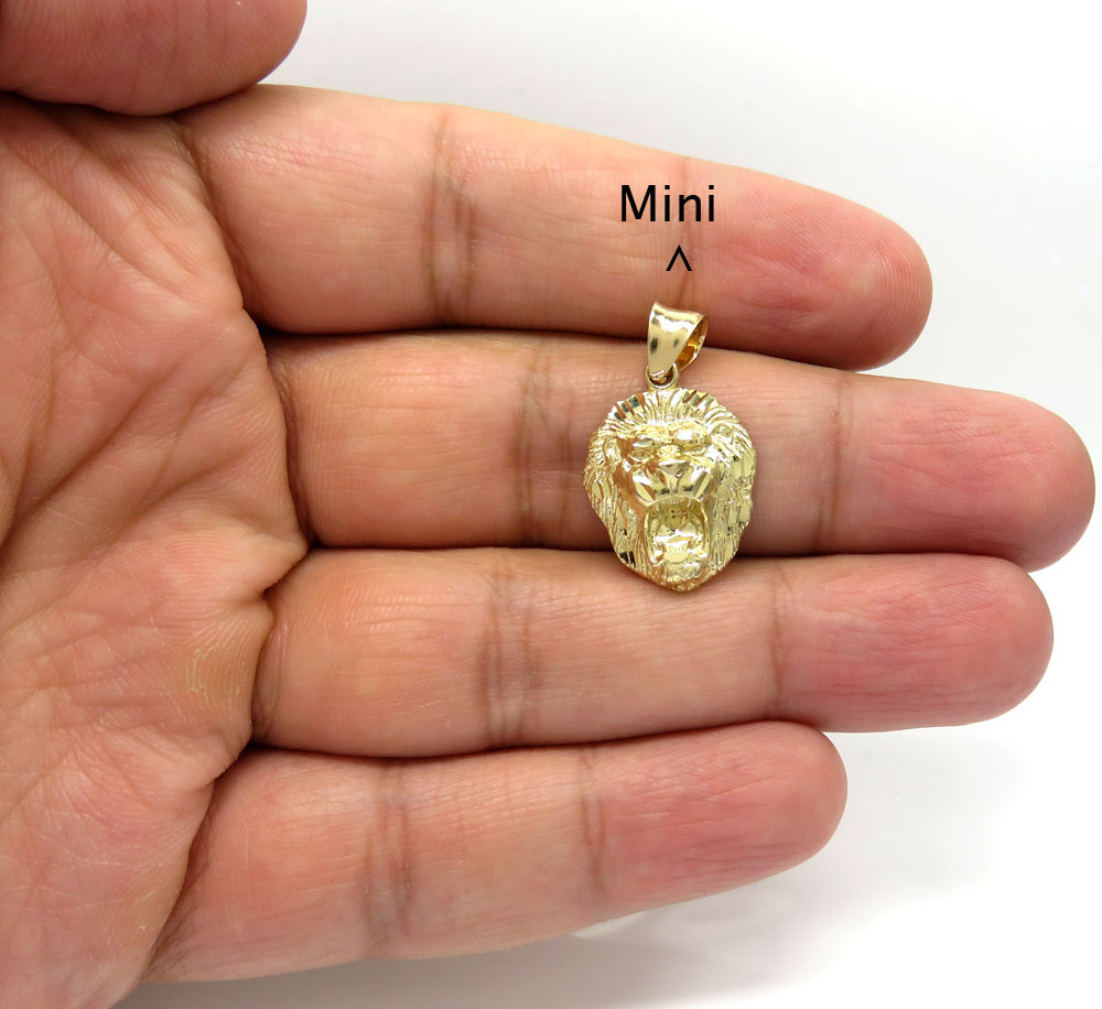 14k yellow gold mini-medium 3d lion head pendant - Image 3