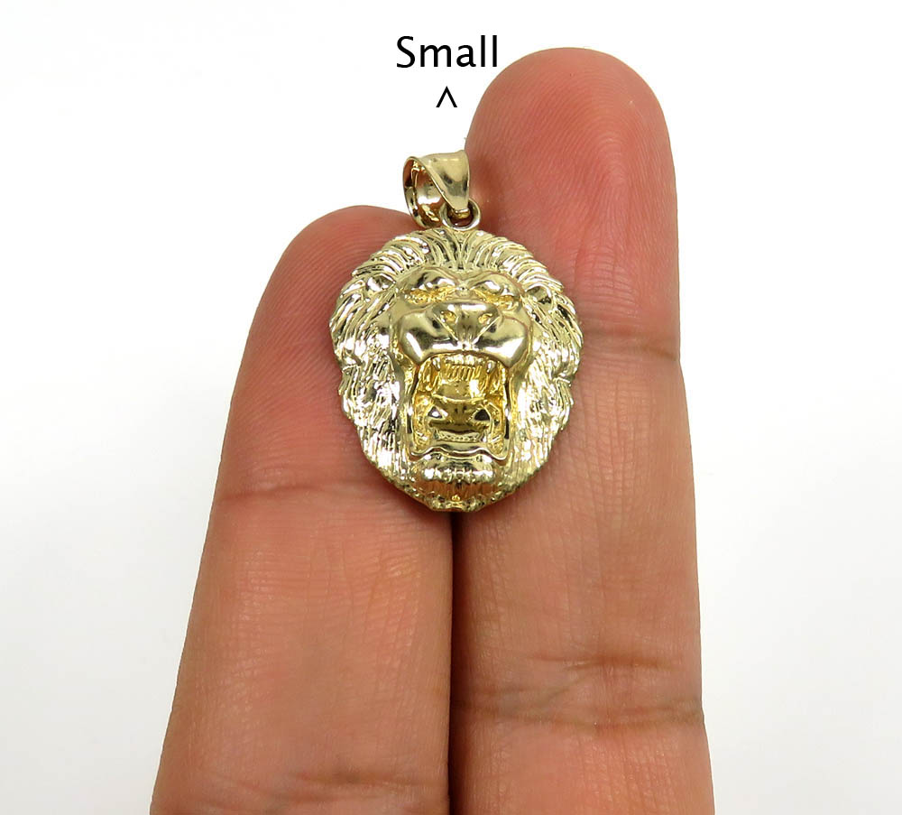 14k yellow gold mini-medium 3d lion head pendant