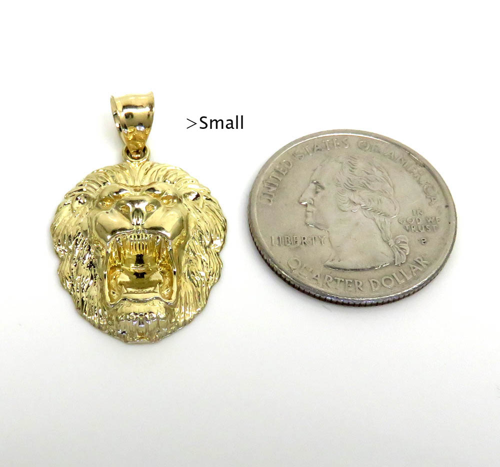 14k yellow gold mini-medium 3d lion head pendant - Image 5