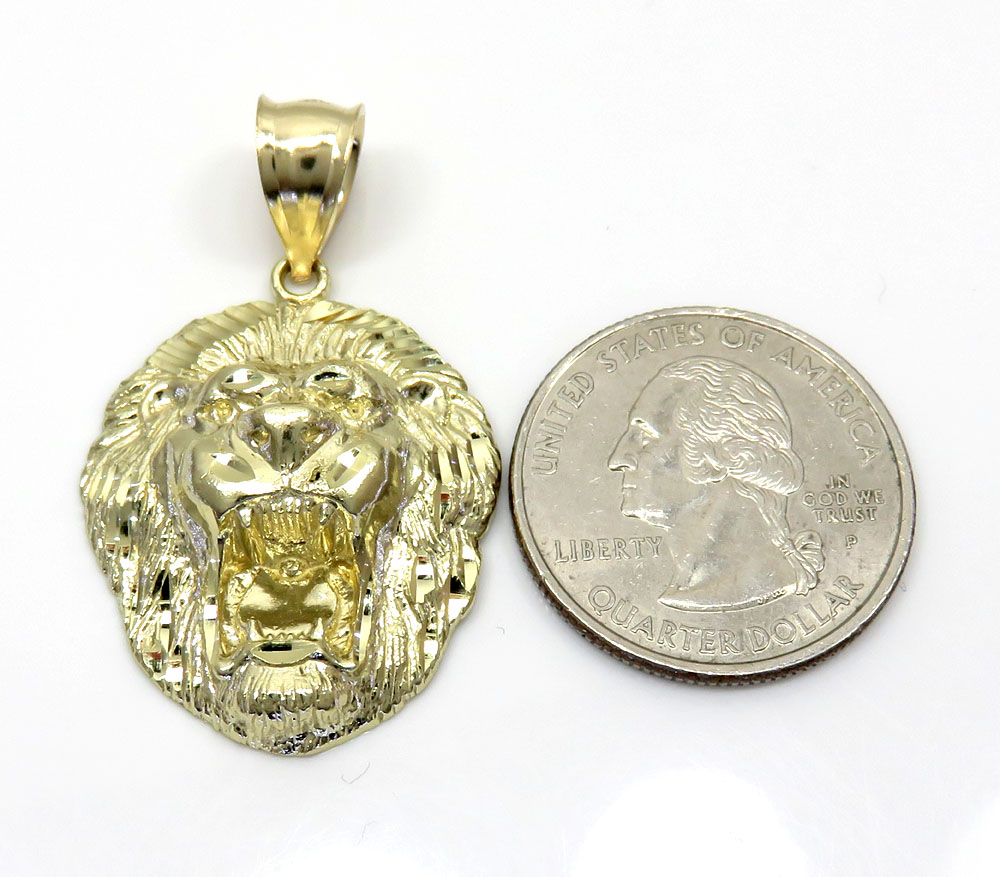 14k yellow gold mini-medium 3d lion head pendant