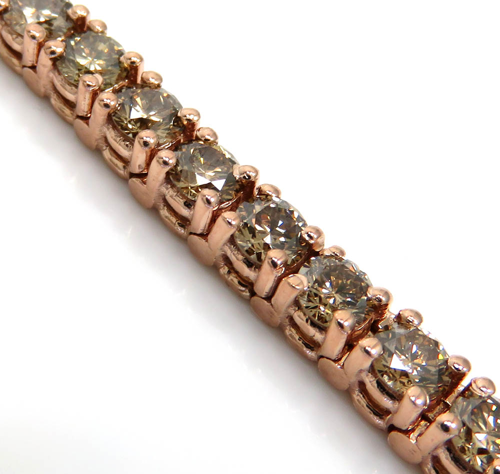 18k rose gold 18 pointer champagne diamonds tennis bracelet 7 inch 8.50ct