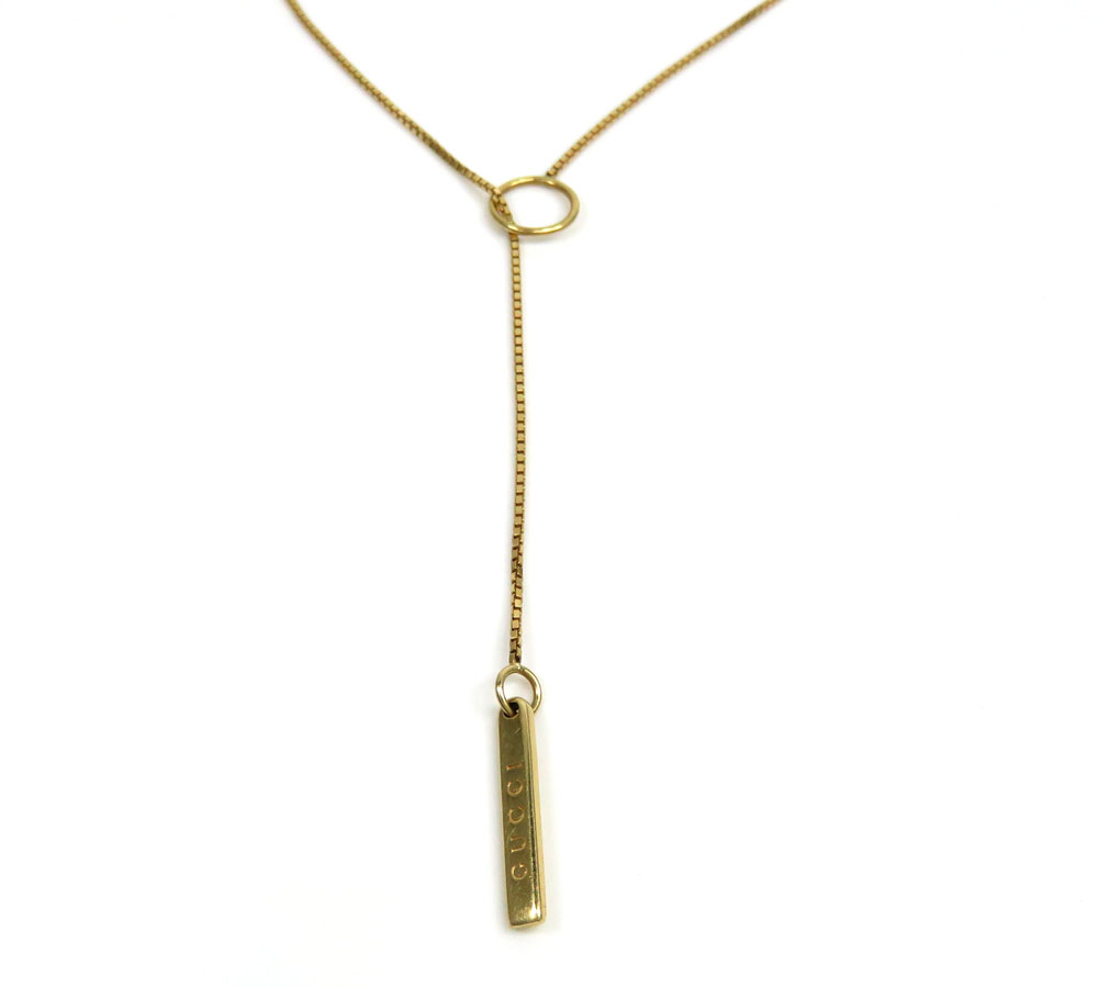 Ladies 18k yellow gold box link to love gucci necklace - Image 2