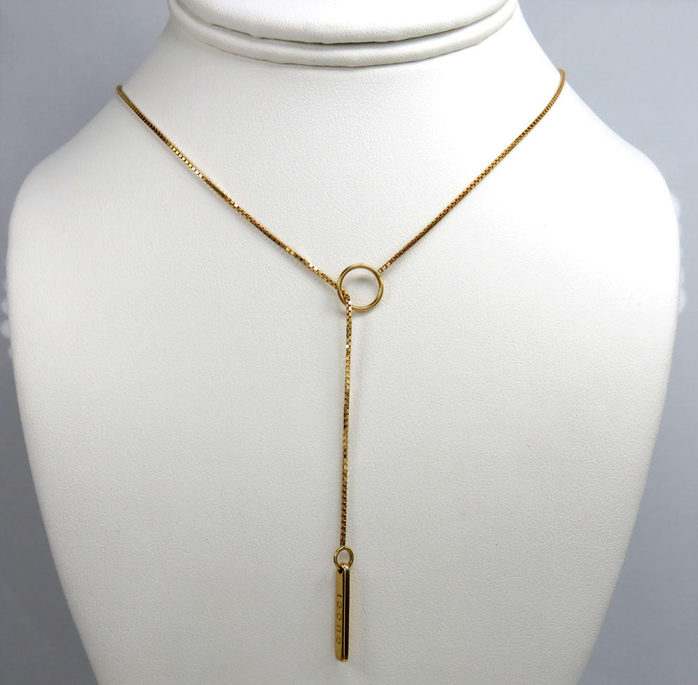 Ladies 18k yellow gold box link to love gucci necklace