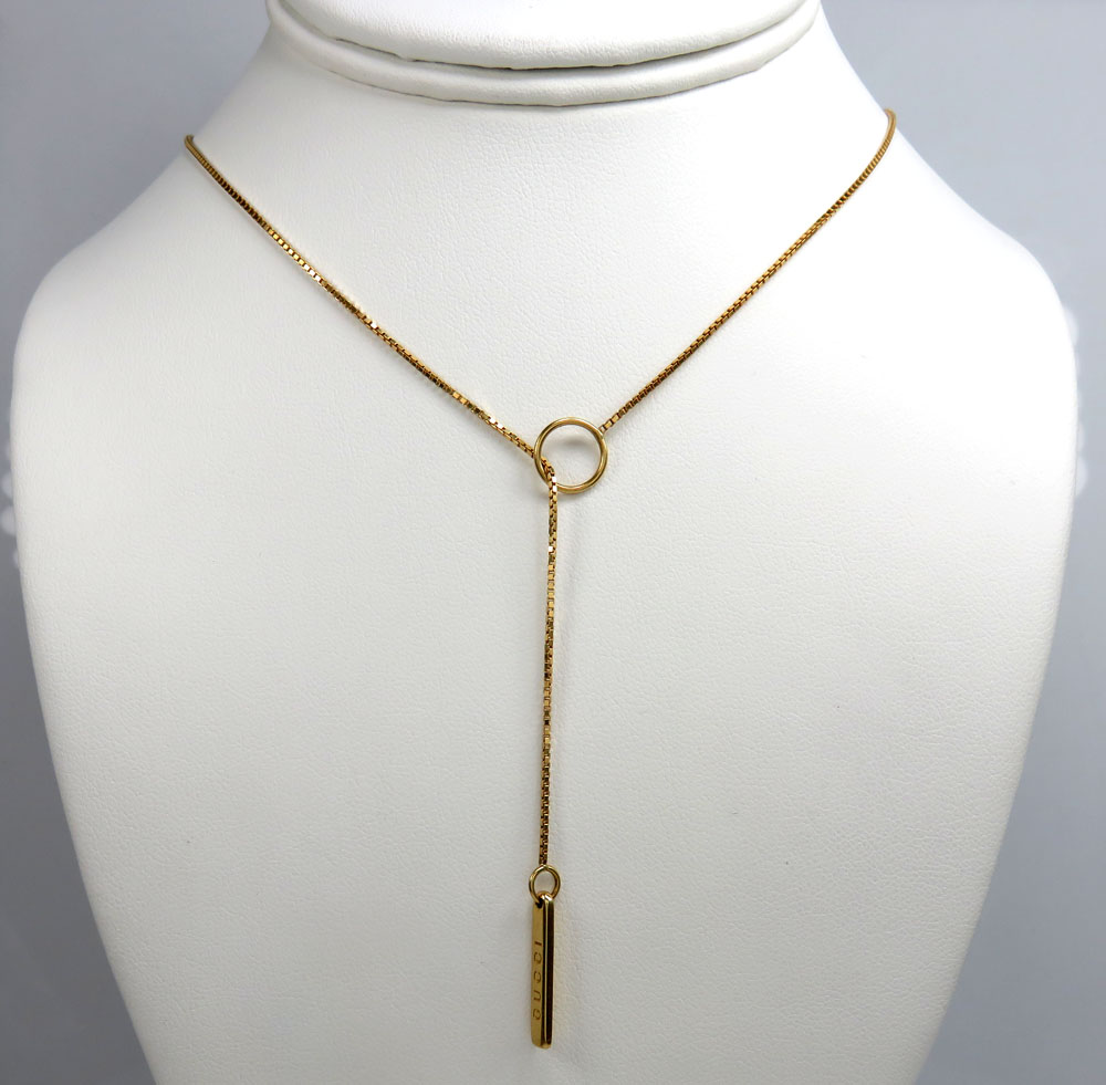 Ladies 18k yellow gold box link to love gucci necklace - Image 6