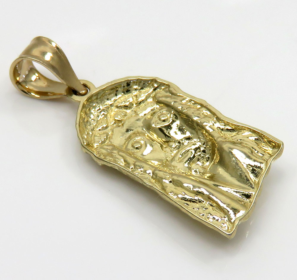 14k yellow gold micro classic jesus face pendant 