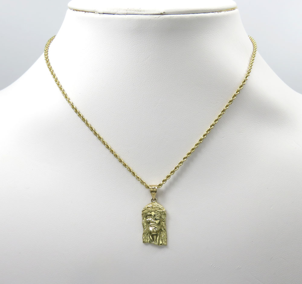 14k yellow gold micro classic jesus face pendant 