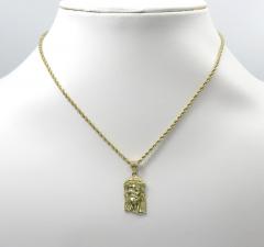14k yellow gold micro classic jesus face pendant
