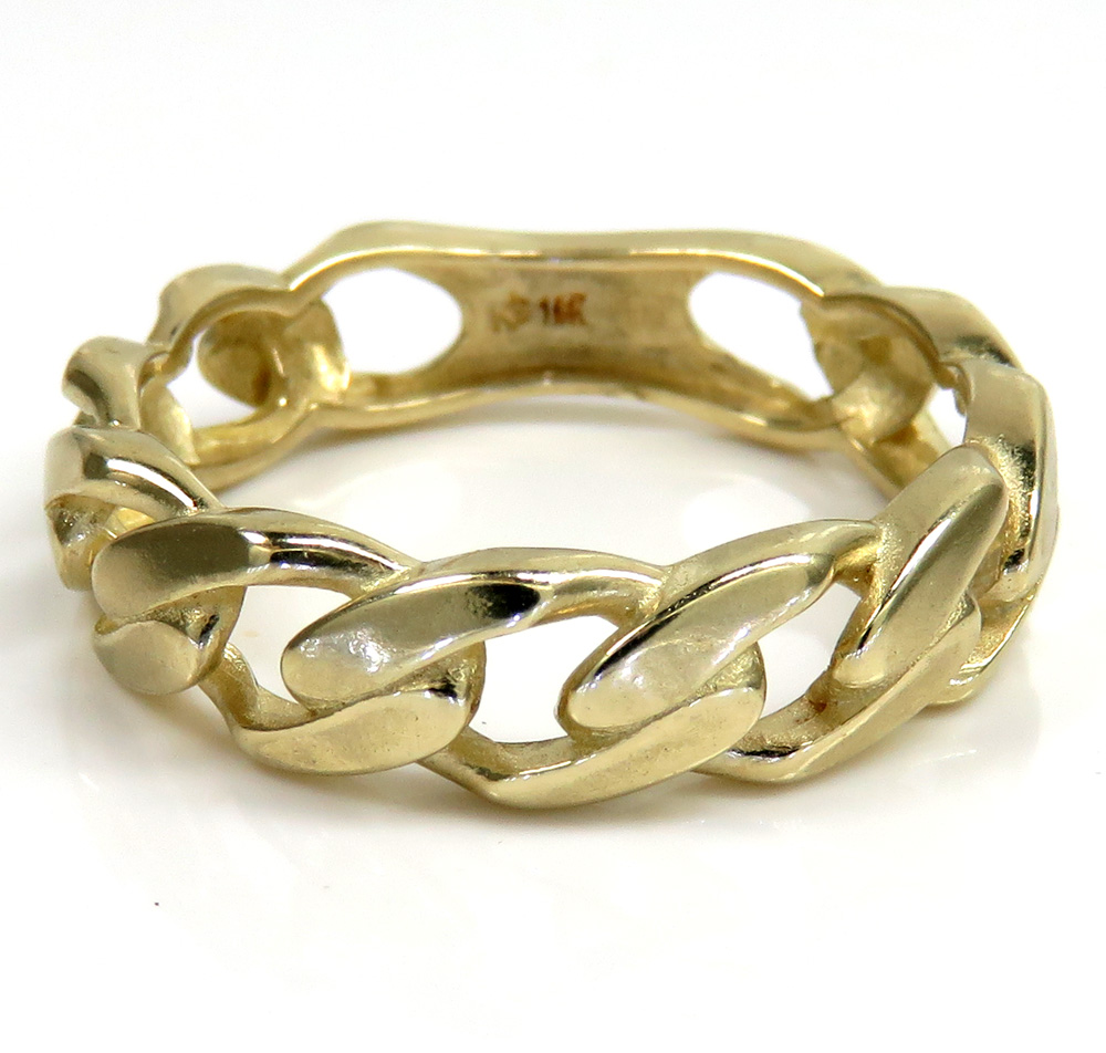 10k yellow gold 5.80mm cuban link ring