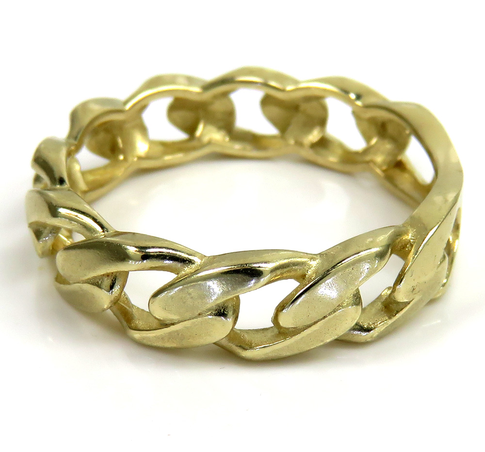 10k yellow gold 5.80mm cuban link ring - Image 3