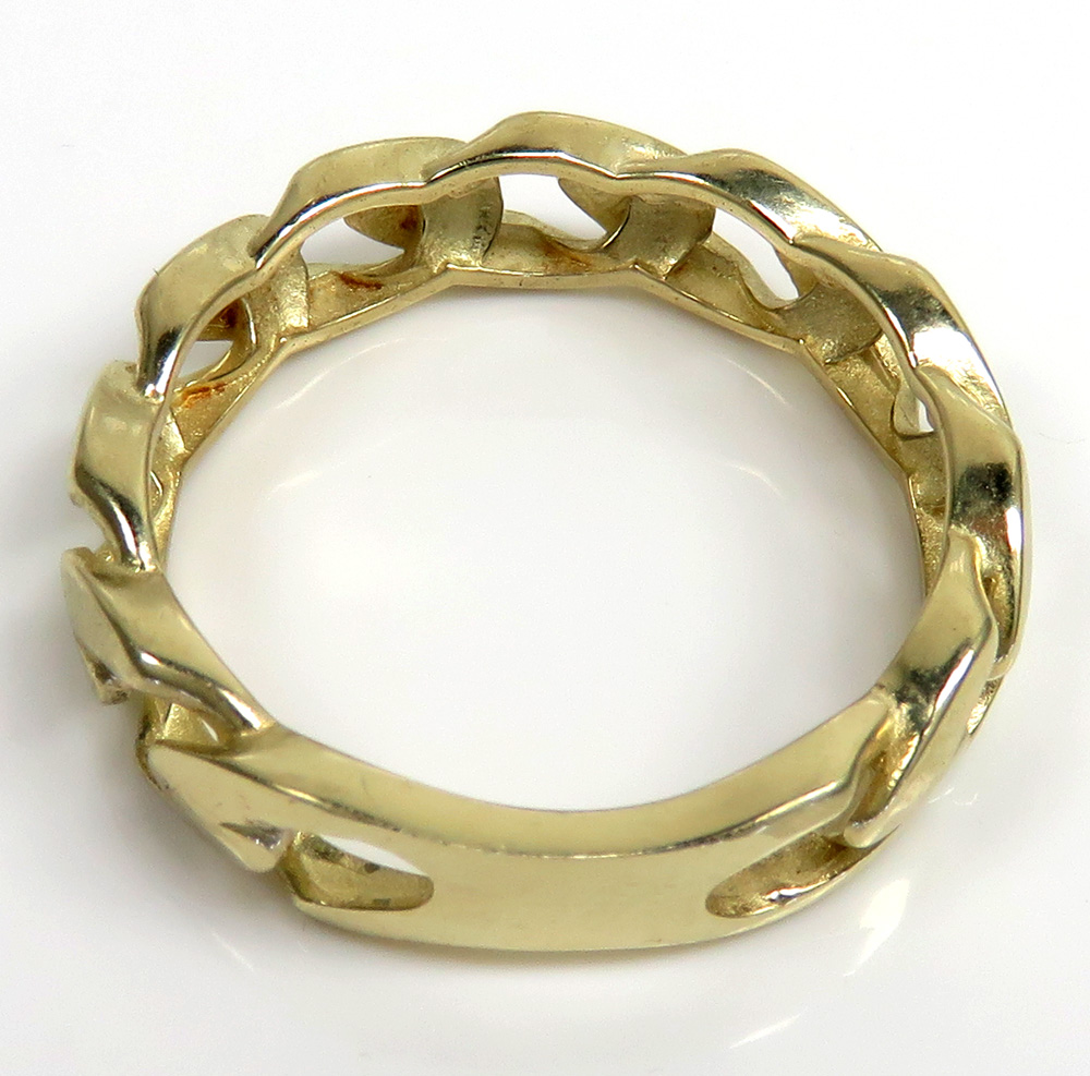 10k yellow gold 5.80mm cuban link ring
