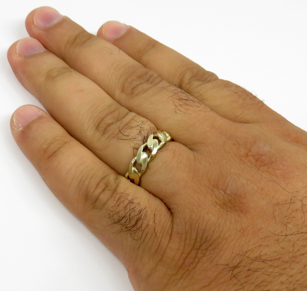 10k yellow gold 5.80mm cuban link ring