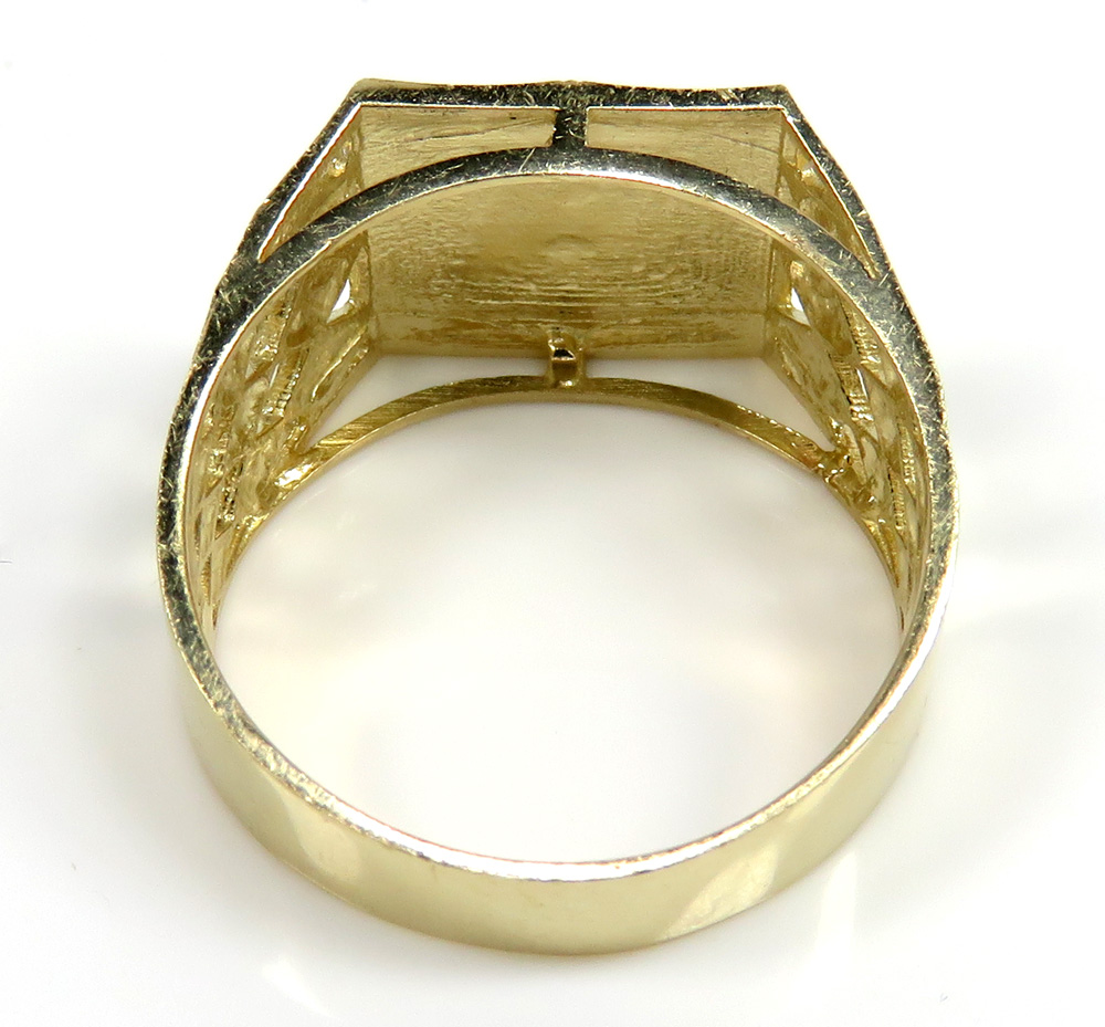 10k gold diamond cut square initial ring