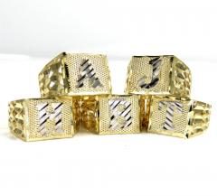 10k gold diamond cut square initial ring