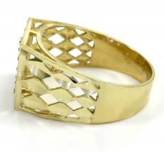 10k gold diamond cut square initial ring