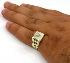 10k gold diamond cut square initial ring