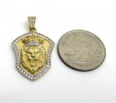 14k yellow gold cz lion crown pendant 1.50ct 