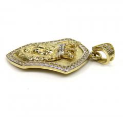 14k yellow gold cz lion crown pendant 1.50ct 